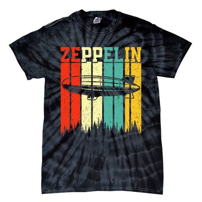 Retro Zeppelin 70s 80s Dirigible Airship Zepelin Zepplin Tie-Dye T-Shirt