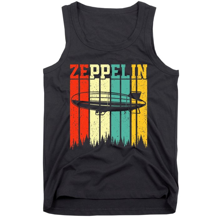 Retro Zeppelin 70s 80s Dirigible Airship Zepelin Zepplin Tank Top