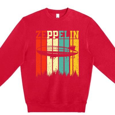 Retro Zeppelin 70s 80s Dirigible Airship Zepelin Zepplin Premium Crewneck Sweatshirt