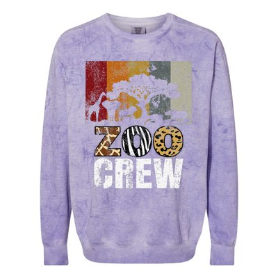 Retro Zoo Crew Safari Wildlife Family Zoo Day Trip Matching Colorblast Crewneck Sweatshirt