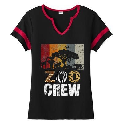 Retro Zoo Crew Safari Wildlife Family Zoo Day Trip Matching Ladies Halftime Notch Neck Tee