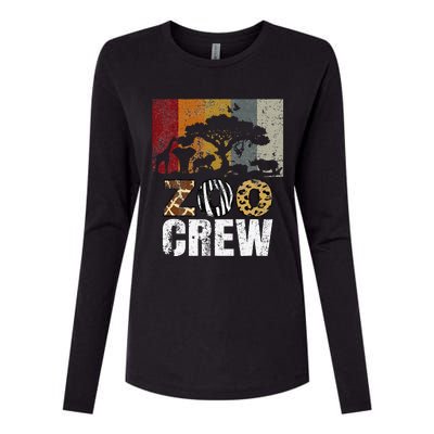 Retro Zoo Crew Safari Wildlife Family Zoo Day Trip Matching Womens Cotton Relaxed Long Sleeve T-Shirt