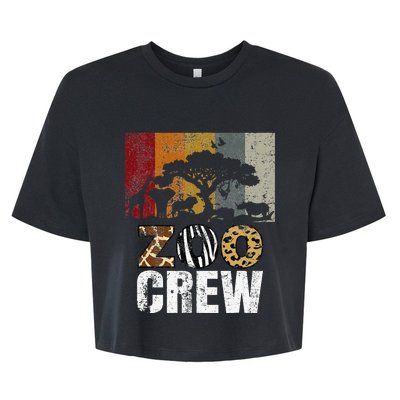 Retro Zoo Crew Safari Wildlife Family Zoo Day Trip Matching Bella+Canvas Jersey Crop Tee