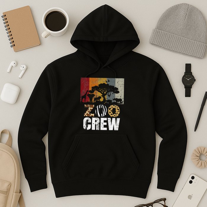 Retro Zoo Crew Safari Wildlife Family Zoo Day Trip Matching Hoodie