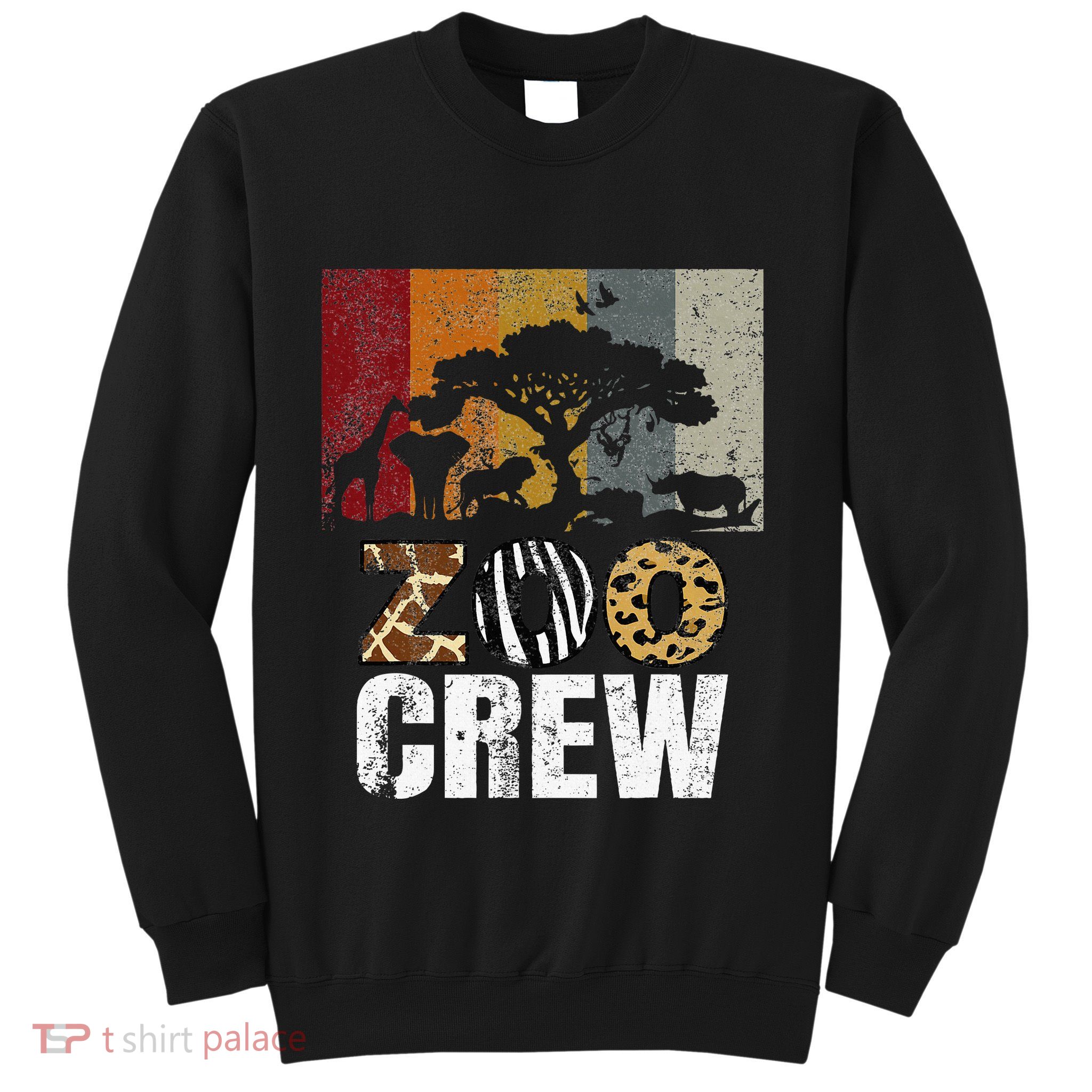 Retro Zoo Crew Safari Wildlife Family Zoo Day Trip Matching Sweatshirt