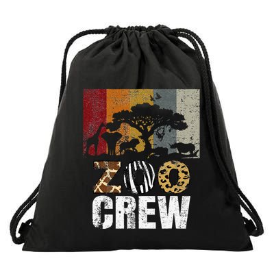 Retro Zoo Crew Safari Wildlife Family Zoo Day Trip Matching Drawstring Bag