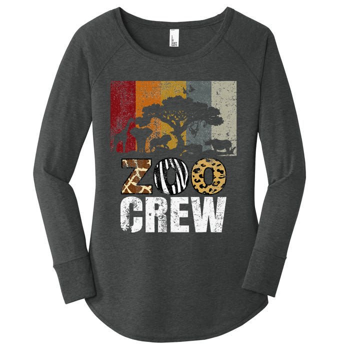 Retro Zoo Crew Safari Wildlife Family Zoo Day Trip Matching Women's Perfect Tri Tunic Long Sleeve Shirt