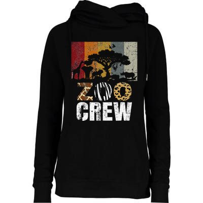 Retro Zoo Crew Safari Wildlife Family Zoo Day Trip Matching Womens Funnel Neck Pullover Hood