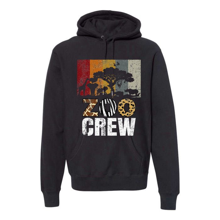 Retro Zoo Crew Safari Wildlife Family Zoo Day Trip Matching Premium Hoodie