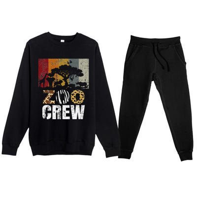 Retro Zoo Crew Safari Wildlife Family Zoo Day Trip Matching Premium Crewneck Sweatsuit Set