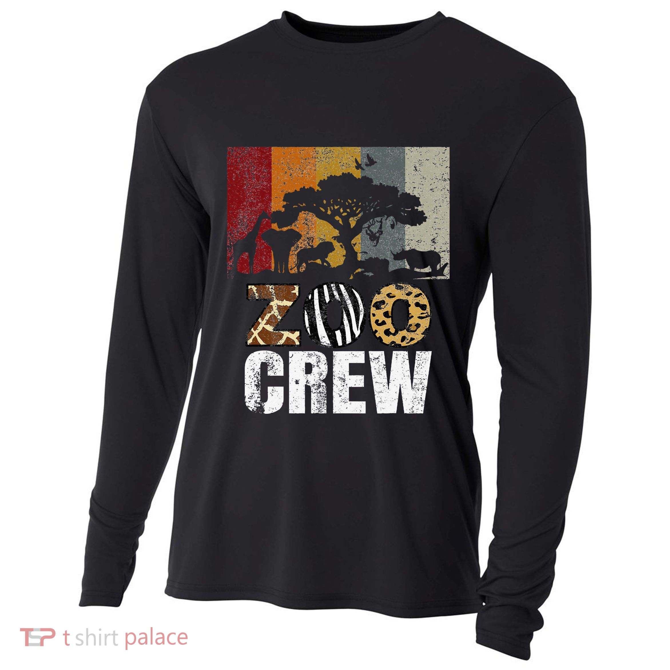 Retro Zoo Crew Safari Wildlife Family Zoo Day Trip Matching Cooling Performance Long Sleeve Crew