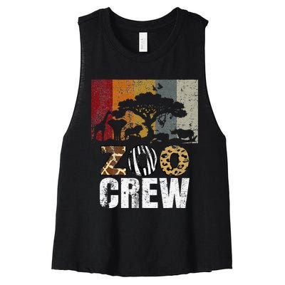 Retro Zoo Crew Safari Wildlife Family Zoo Day Trip Matching Women's Racerback Cropped Tank