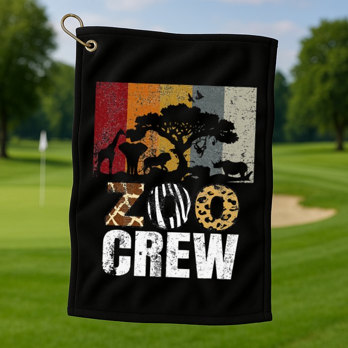 Retro Zoo Crew Safari Wildlife Family Zoo Day Trip Matching Golf Towel