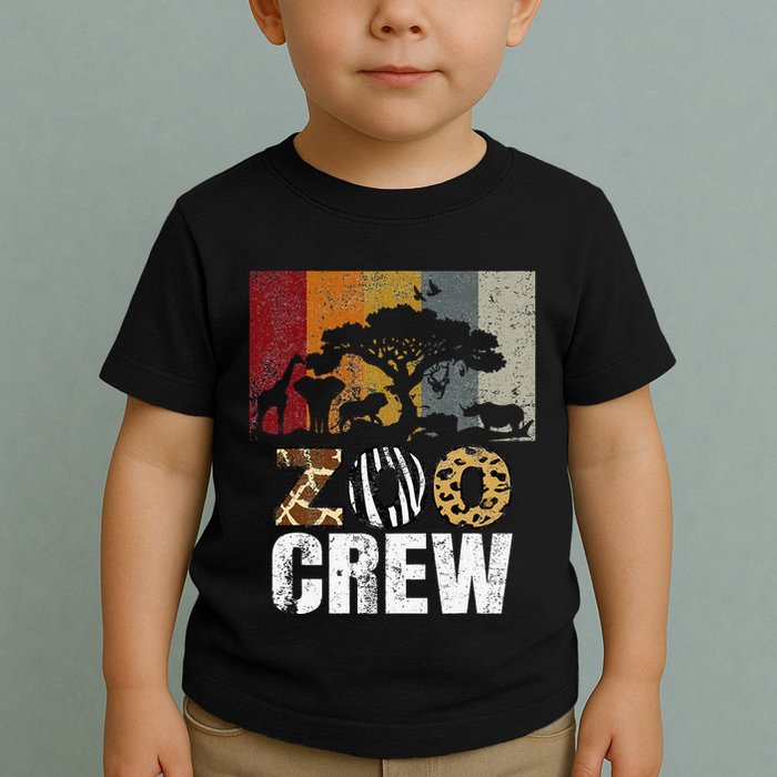 Retro Zoo Crew Safari Wildlife Family Zoo Day Trip Matching Toddler T-Shirt