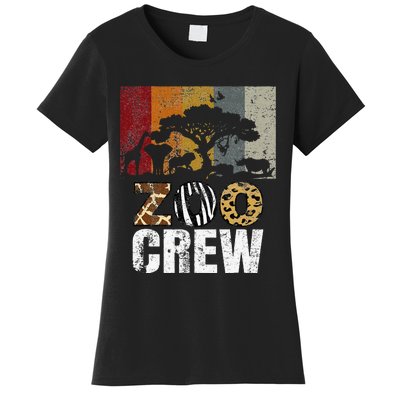 Retro Zoo Crew Safari Wildlife Family Zoo Day Trip Matching Women's T-Shirt