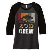 Retro Zoo Crew Safari Wildlife Family Zoo Day Trip Matching Women's Tri-Blend 3/4-Sleeve Raglan Shirt