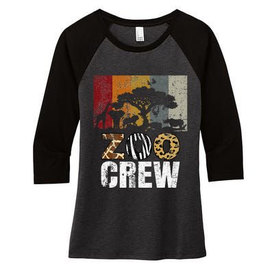 Retro Zoo Crew Safari Wildlife Family Zoo Day Trip Matching Women's Tri-Blend 3/4-Sleeve Raglan Shirt