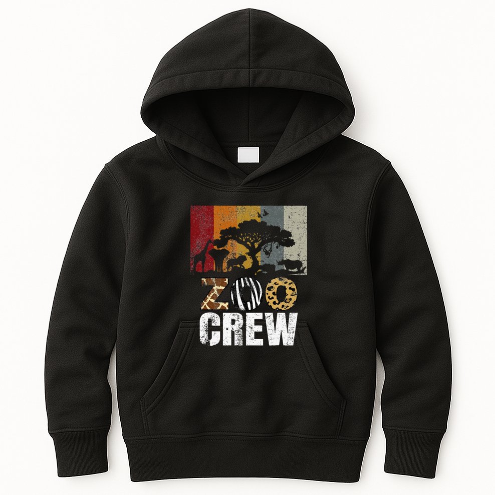 Retro Zoo Crew Safari Wildlife Family Zoo Day Trip Matching Kids Hoodie