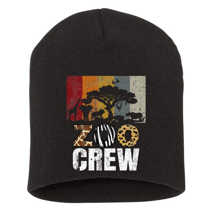 Retro Zoo Crew Safari Wildlife Family Zoo Day Trip Matching Short Acrylic Beanie