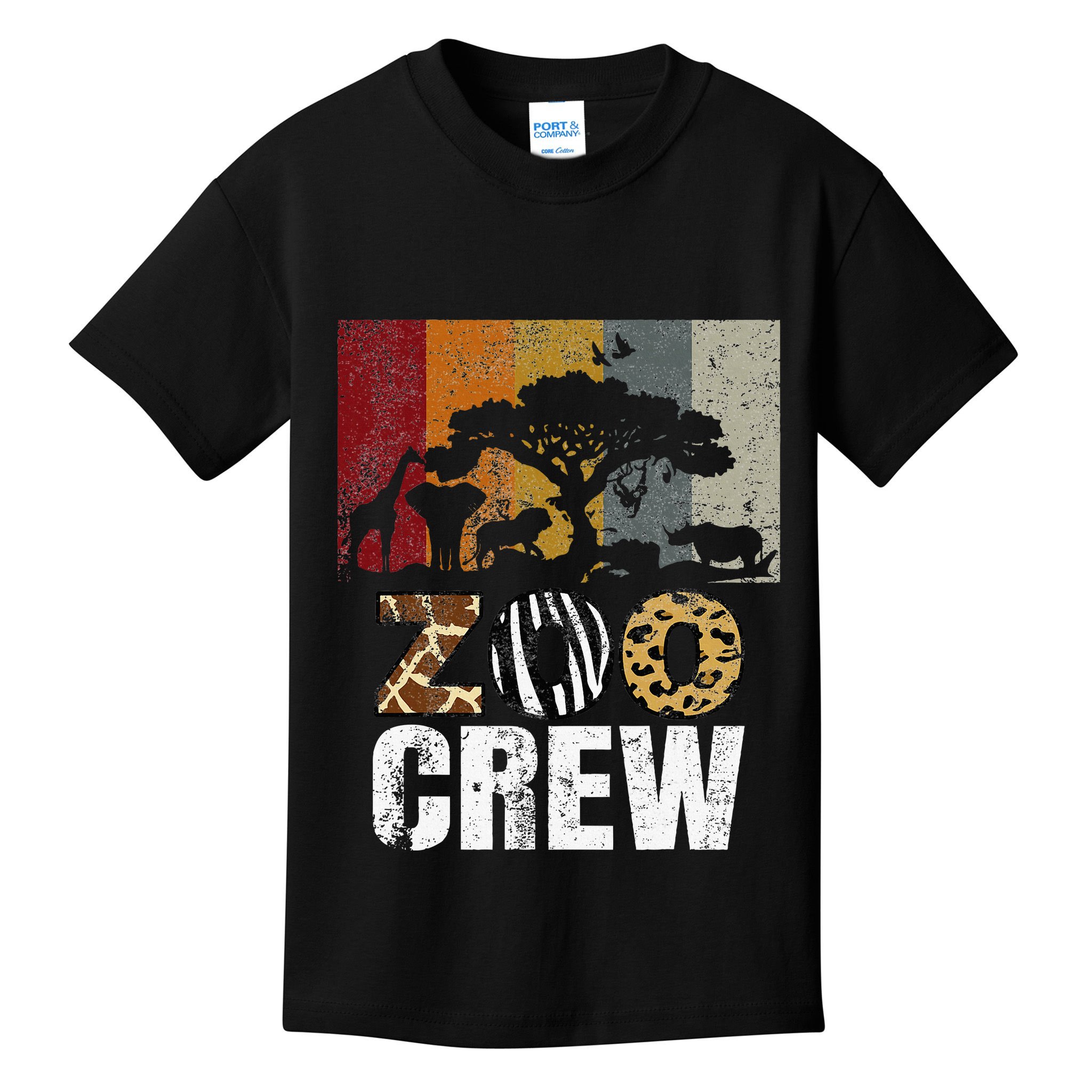 Retro Zoo Crew Safari Wildlife Family Zoo Day Trip Matching Kids T-Shirt