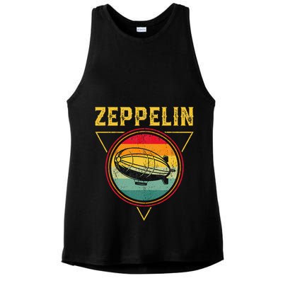 Retro Zeppelin Funny Dirigible Blimp Airship 70s 80s Ladies PosiCharge Tri-Blend Wicking Tank