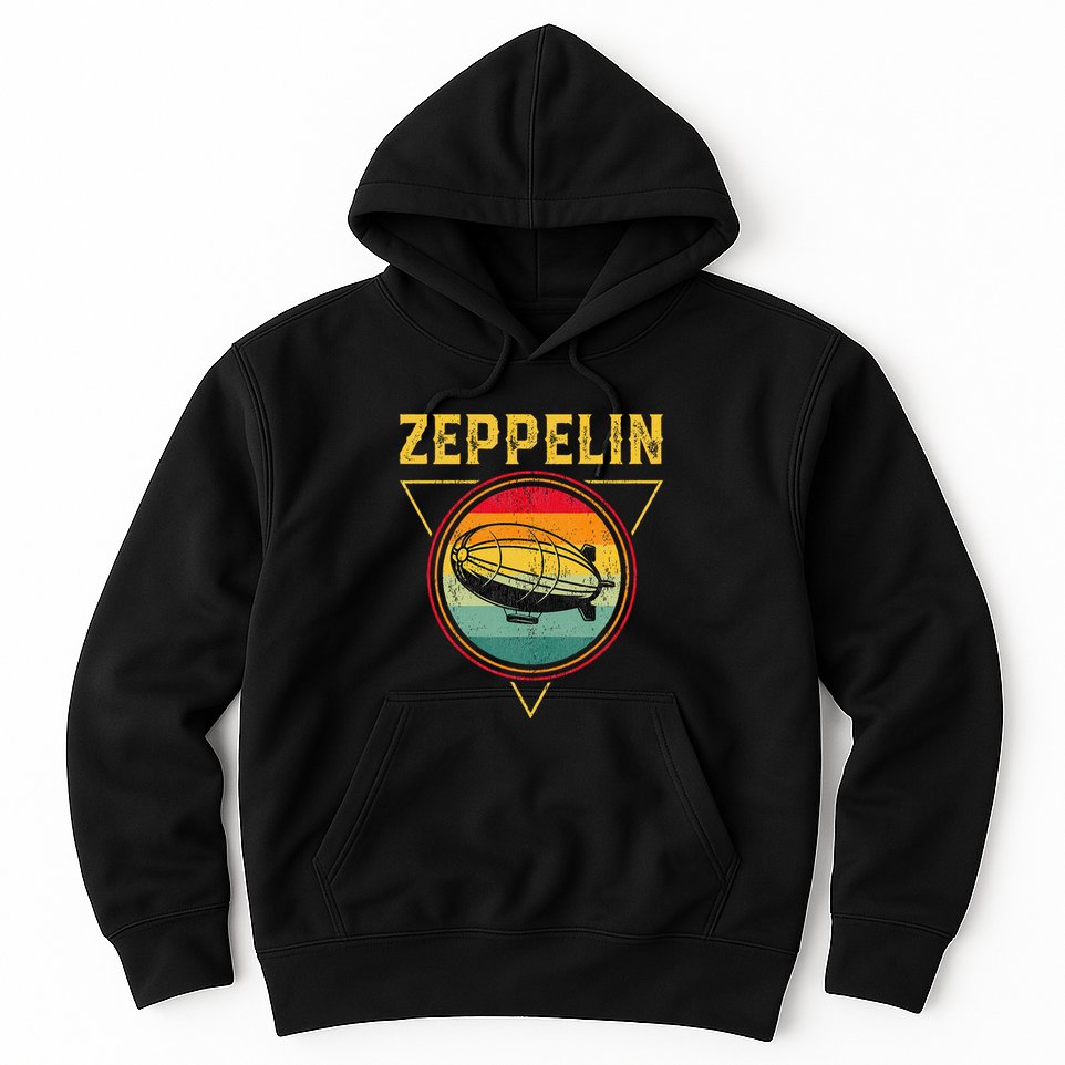 Retro Zeppelin Funny Dirigible Blimp Airship 70s 80s Hoodie