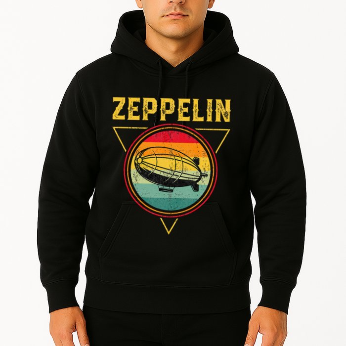 Retro Zeppelin Funny Dirigible Blimp Airship 70s 80s Hoodie