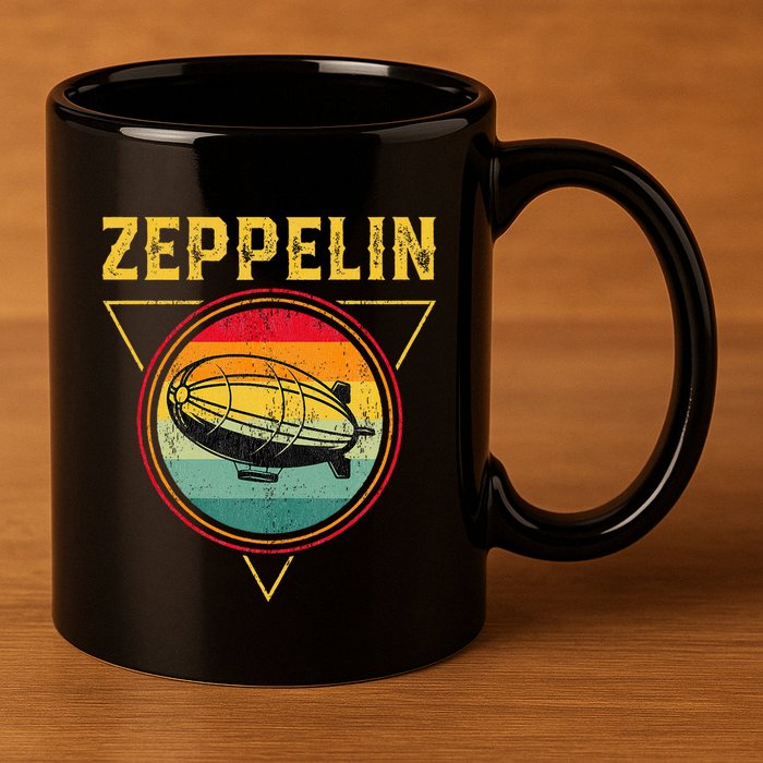 Retro Zeppelin Funny Dirigible Blimp Airship 70s 80s 11oz C Handle Ceramic Mug
