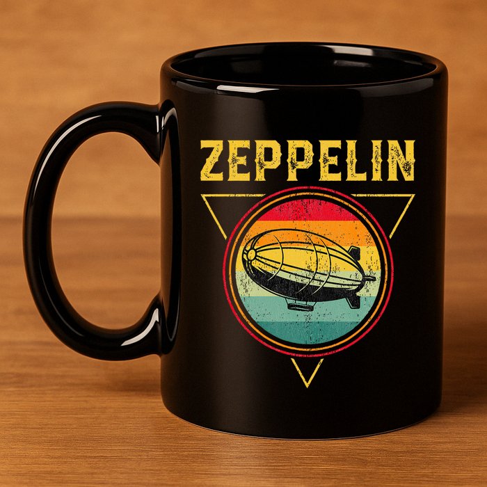 Retro Zeppelin Funny Dirigible Blimp Airship 70s 80s 11oz C Handle Ceramic Mug