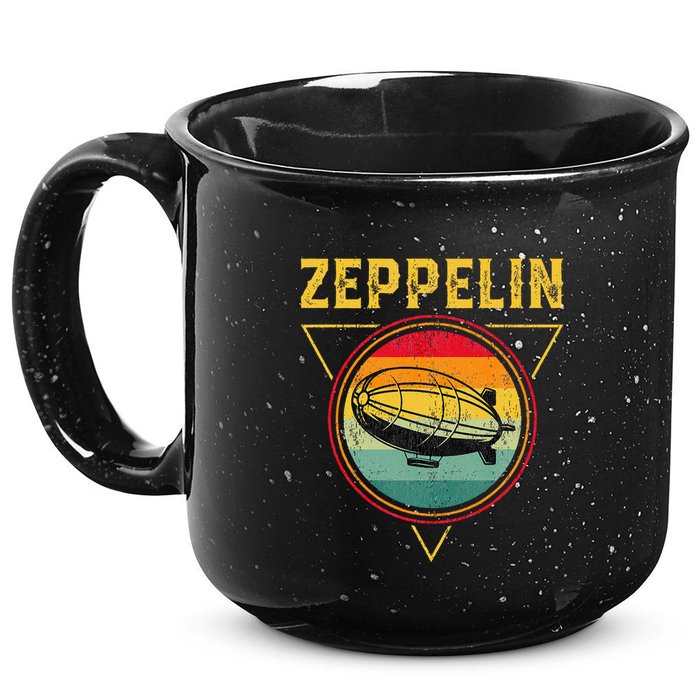 Retro Zeppelin Funny Dirigible Blimp Airship 70s 80s 15oz Campfire Ceramic Mug