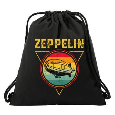 Retro Zeppelin Funny Dirigible Blimp Airship 70s 80s Drawstring Bag