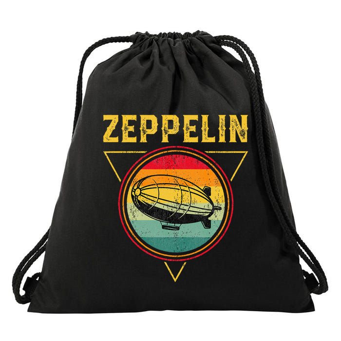 Retro Zeppelin Funny Dirigible Blimp Airship 70s 80s Drawstring Bag