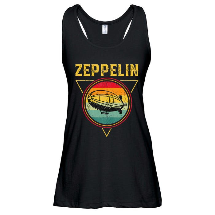 Retro Zeppelin Funny Dirigible Blimp Airship 70s 80s Ladies Essential Flowy Tank