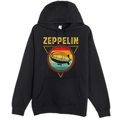 Retro Zeppelin Funny Dirigible Blimp Airship 70s 80s Premium Pullover Hoodie