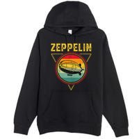 Retro Zeppelin Funny Dirigible Blimp Airship 70s 80s Premium Pullover Hoodie