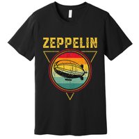 Retro Zeppelin Funny Dirigible Blimp Airship 70s 80s Premium T-Shirt
