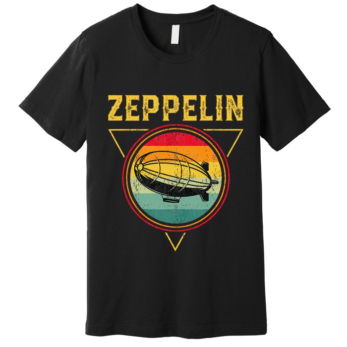 Retro Zeppelin Funny Dirigible Blimp Airship 70s 80s Premium T-Shirt