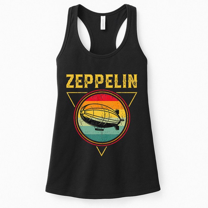 Retro Zeppelin Funny Dirigible Blimp Airship 70s 80s Womens Tank Top