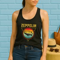 Retro Zeppelin Funny Dirigible Blimp Airship 70s 80s Womens Tank Top