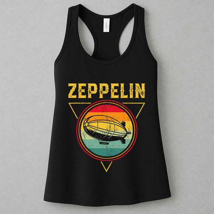 Retro Zeppelin Funny Dirigible Blimp Airship 70s 80s Womens Tank Top