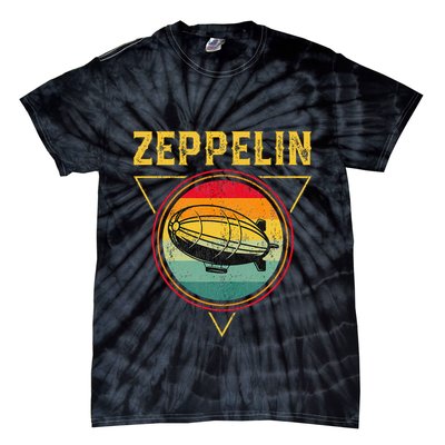 Retro Zeppelin Funny Dirigible Blimp Airship 70s 80s Tie-Dye T-Shirt