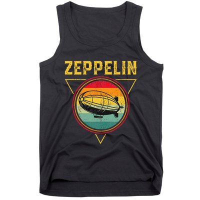 Retro Zeppelin Funny Dirigible Blimp Airship 70s 80s Tank Top