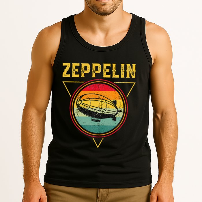 Retro Zeppelin Funny Dirigible Blimp Airship 70s 80s Tank Top