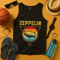 Retro Zeppelin Funny Dirigible Blimp Airship 70s 80s Tank Top