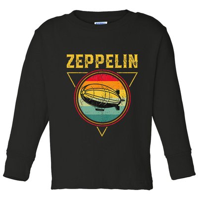 Retro Zeppelin Funny Dirigible Blimp Airship 70s 80s Toddler Long Sleeve Shirt
