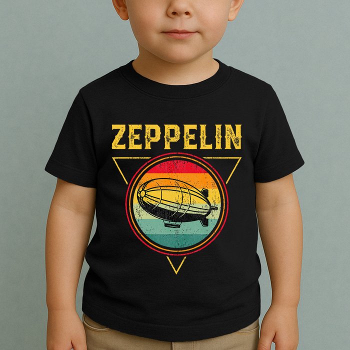 Retro Zeppelin Funny Dirigible Blimp Airship 70s 80s Toddler T-Shirt