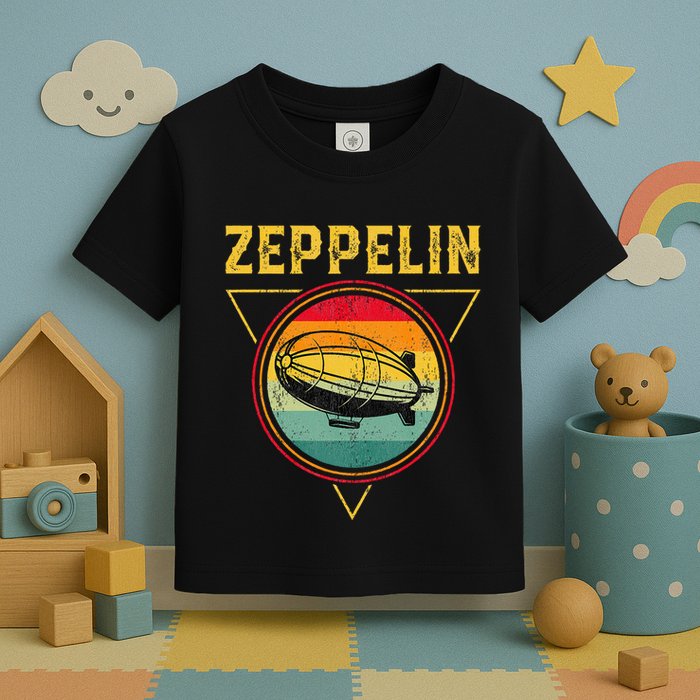 Retro Zeppelin Funny Dirigible Blimp Airship 70s 80s Toddler T-Shirt