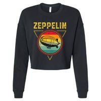 Retro Zeppelin Funny Dirigible Blimp Airship 70s 80s Cropped Pullover Crew