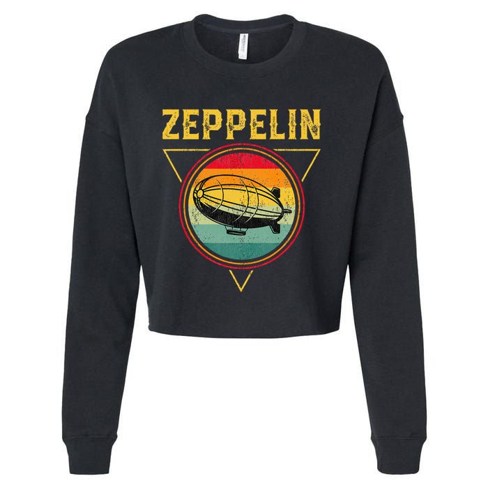 Retro Zeppelin Funny Dirigible Blimp Airship 70s 80s Cropped Pullover Crew