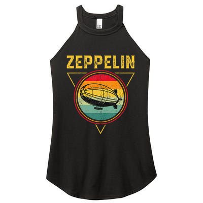 Retro Zeppelin Funny Dirigible Blimp Airship 70s 80s Women's Perfect Tri Rocker Tank